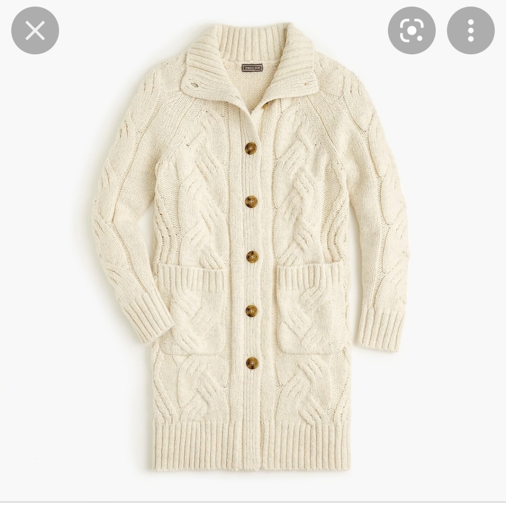 J Crew Point Sur Cable Knit Cardigan